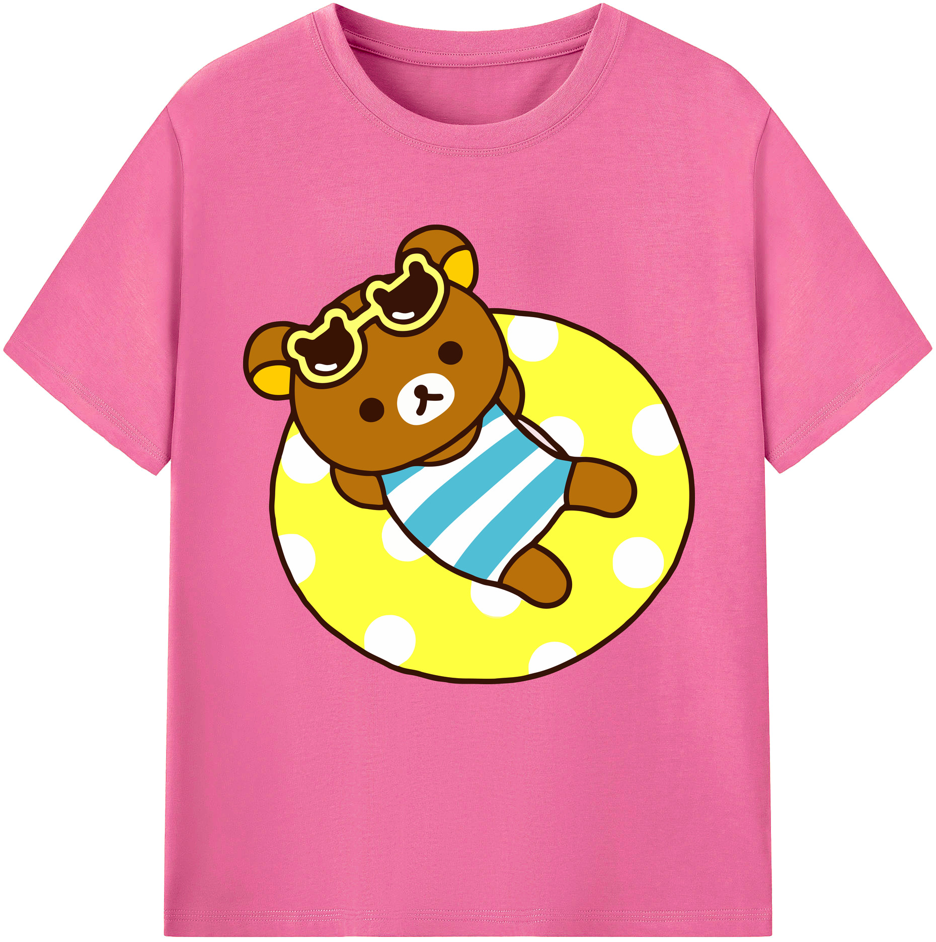 （画像用） リラックマ リラックマ キイロイトリ Rilakkuma Korilakkuma Kiiroitori レディースカジュアルプリントTシャツ（綿100％）